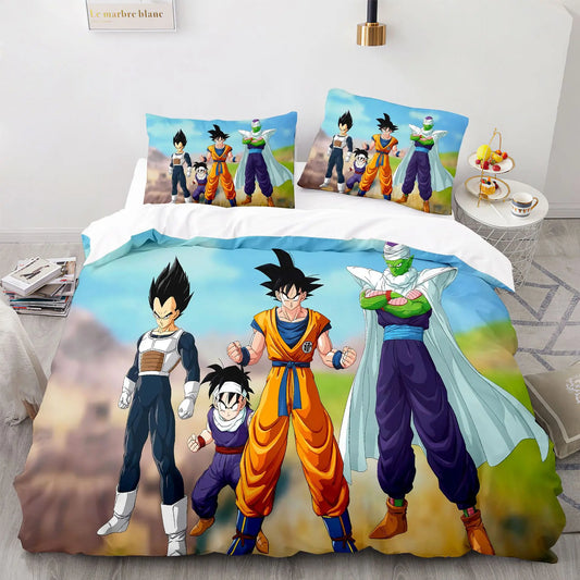 Japan Anime Ball Z Goku Quilt Cover Pillowcases D-Dragon Bedding Set,Otaku Single Double Children Adult Anime Lover Gift