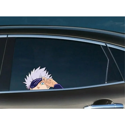 For 1Pair/2Pcs Satoru Gojo Peeker Peeking Car Bumper Window Vinyl Decal Anime Stickers 16cm*9cm