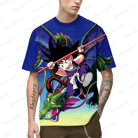 2024 Casual Goku Super Saiyan Oversize T Shirts Boy Clothes Short Sleeve Z T-shirt White Breathable Jersey Divine dragon