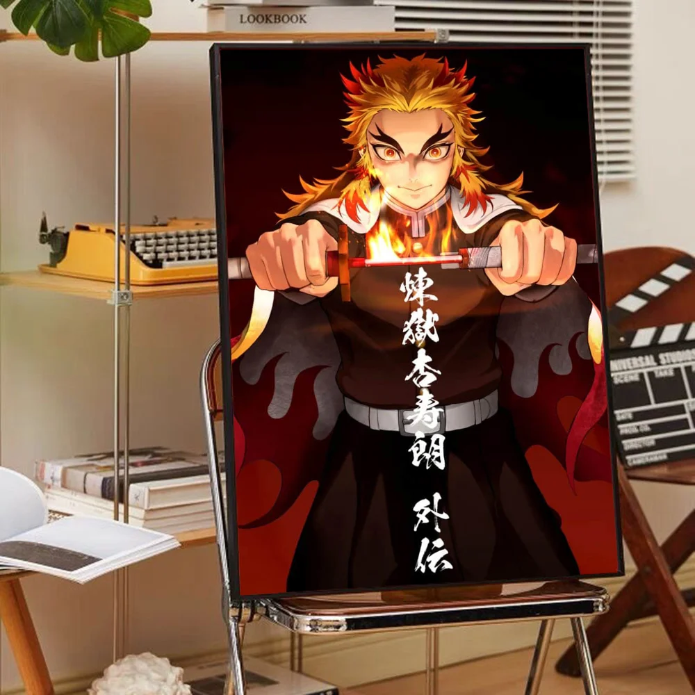 Anime Demon Slayer R-Rengoku Kyoujurou Poster Anime Posters Sticky HD Quality Wall Art Retro Posters for Home Kawaii Room Decor